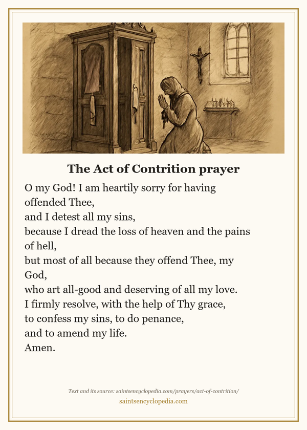Printable prayer card for Act of Contrition