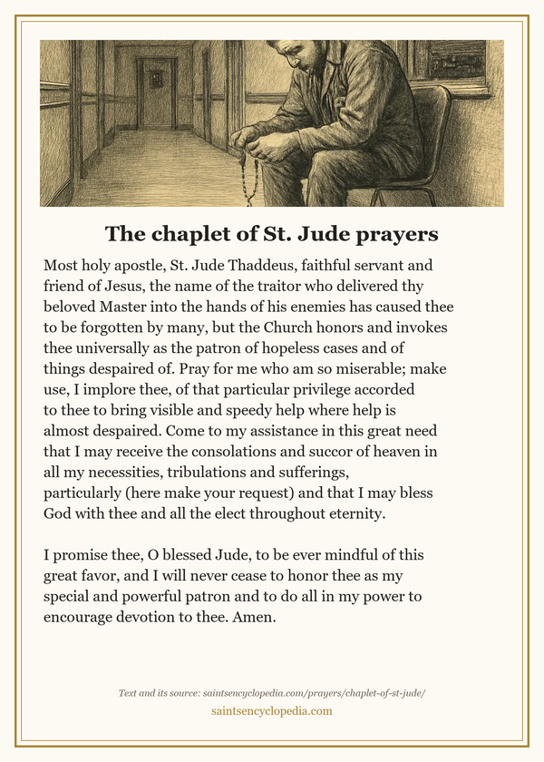Printable prayer card for Chaplet of St. Jude