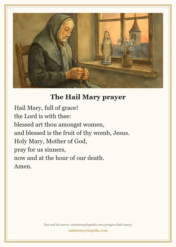 Printable prayer card for Hail Mary prayer