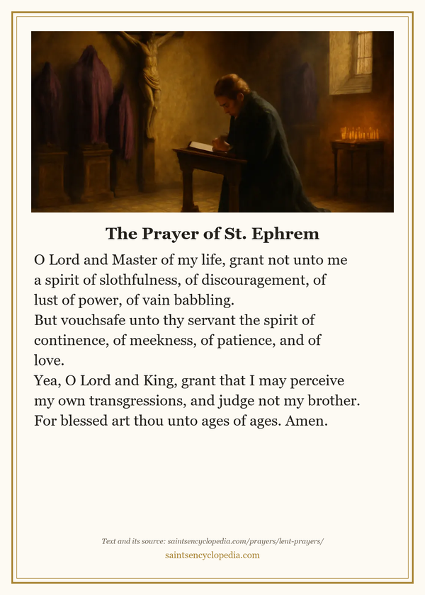 Printable prayer card for Lent prayers