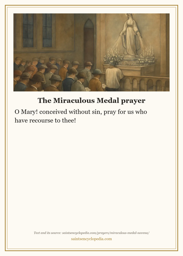 Printable prayer card for Miraculous Medal novena