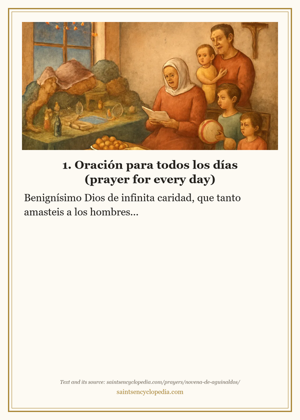 Printable prayer card for Novena de Aguinaldos