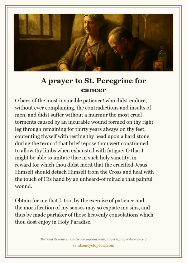 Printable prayer card for Prayer for cancer