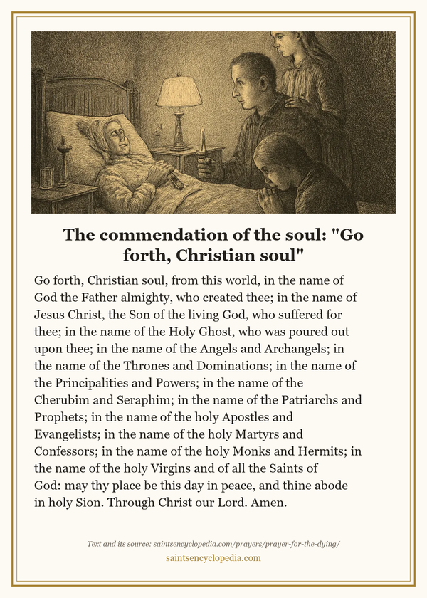 Printable prayer card for Catholic prayer for the dying