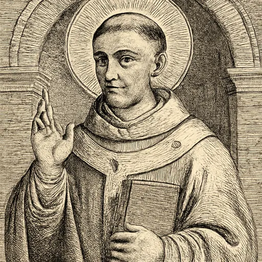 Engraving-style portrait of Pope St. Adrian III, a middle-aged man in ninth-century papal vestments and pallium, holding a book and raising his hand in blessing