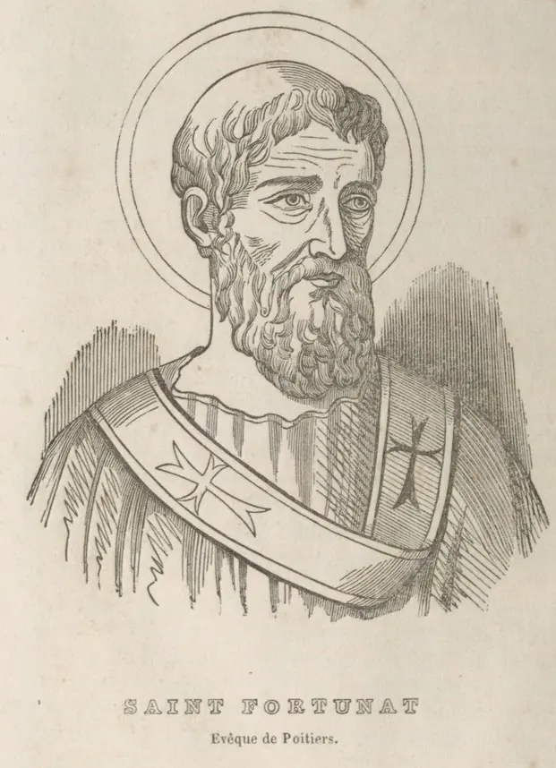 A nineteenth-century engraved bust of a bearded, haloed bishop wearing a pallium marked with crosses